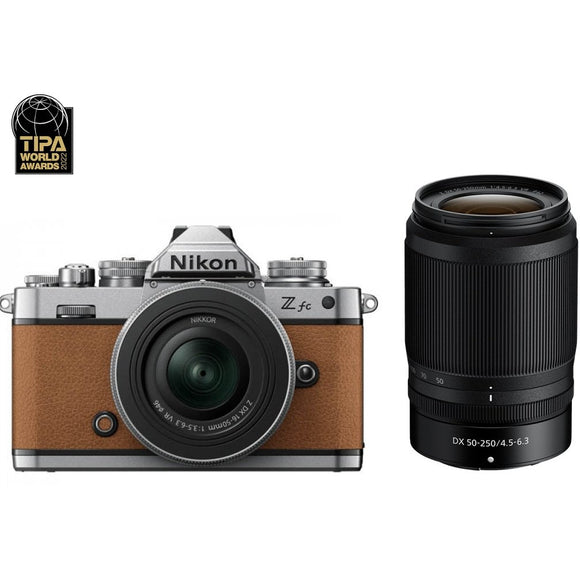 Nikon Z fc Mirrorless Camera + Z DX 16-50 VR SL + 50-250 VR Lens, Brown,  2-YEAR WARRANTY – LKN Australia